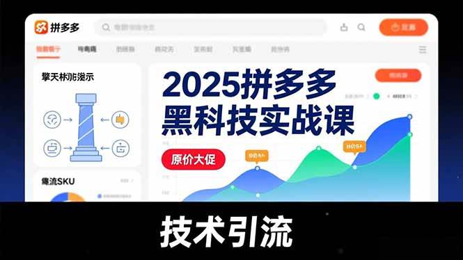 (12.31)2025拼多多黑科技实战课，擎天柱玩法、爆流SKU、原价大促，技术引流，单店日销轻松破千单