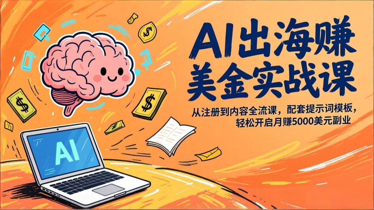 (2.4)AI出海赚美金实战课，从注册到内容全流程，配套提示词模板，轻松开启月赚5000美元副业