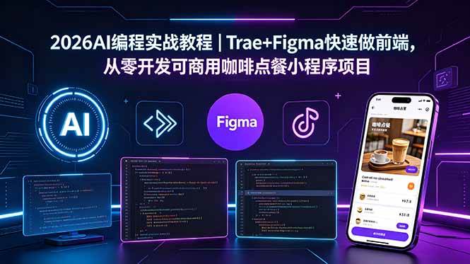 (5.28)2026AI编程实战教程｜Trae+Figma快速做前端，从零开发可商用咖啡点餐小程序项目